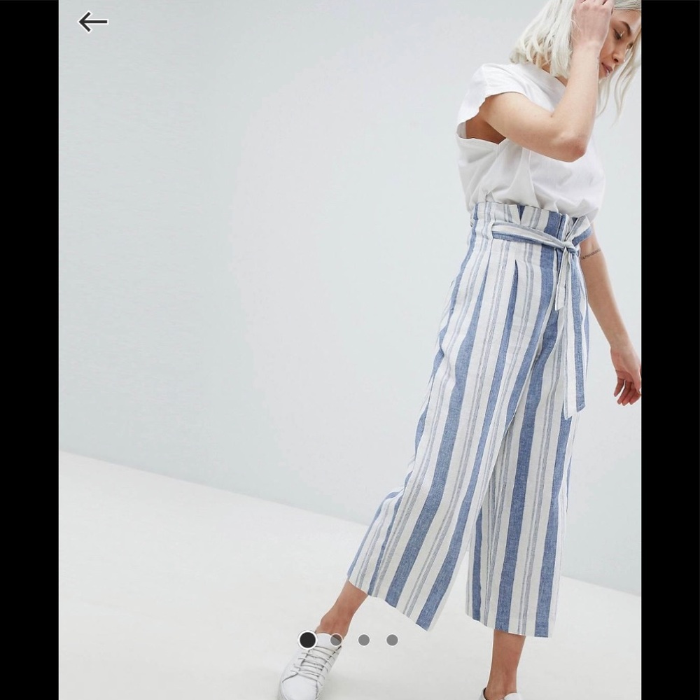 NWOT Pull and bear high waisted belted stripe pant